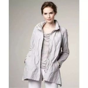 Eileen Fisher Rumpled Organic Cotton Blend Jacket Gray Medium